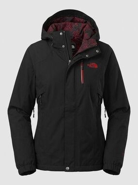 The North Face Women's Black Ski Jacket with Red Accents